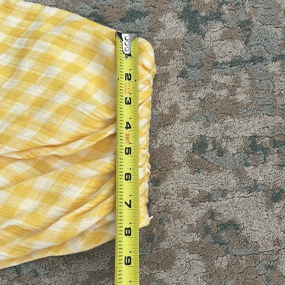 Zara One Shoulder Long Sleeve Top Yellow Gingham Blogger Fave M - Picture 9 of 11